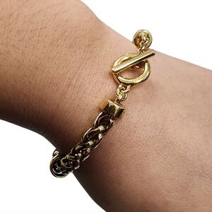Lauren Ralph Lauren Gold-Tone Woven Chain Toggle Bracelet